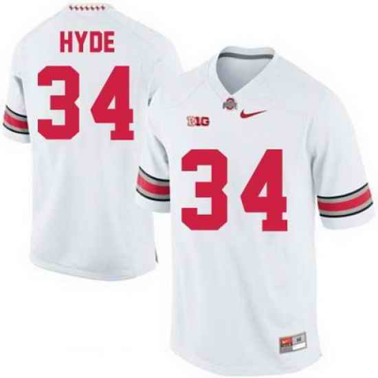 Carlos Hyde Ohio State Buckeyes OSU College Football Mens  34 Nike White Jersey Jersey